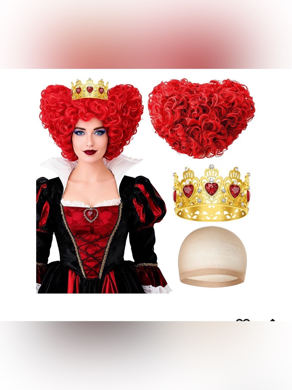 MEEZY Red Heart Wig Halloween Costume Hearts Cosplay for Women, Cosplay